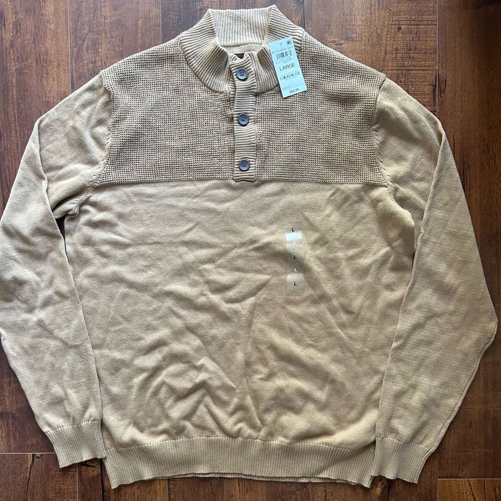 Club Room Button Mock Sweater